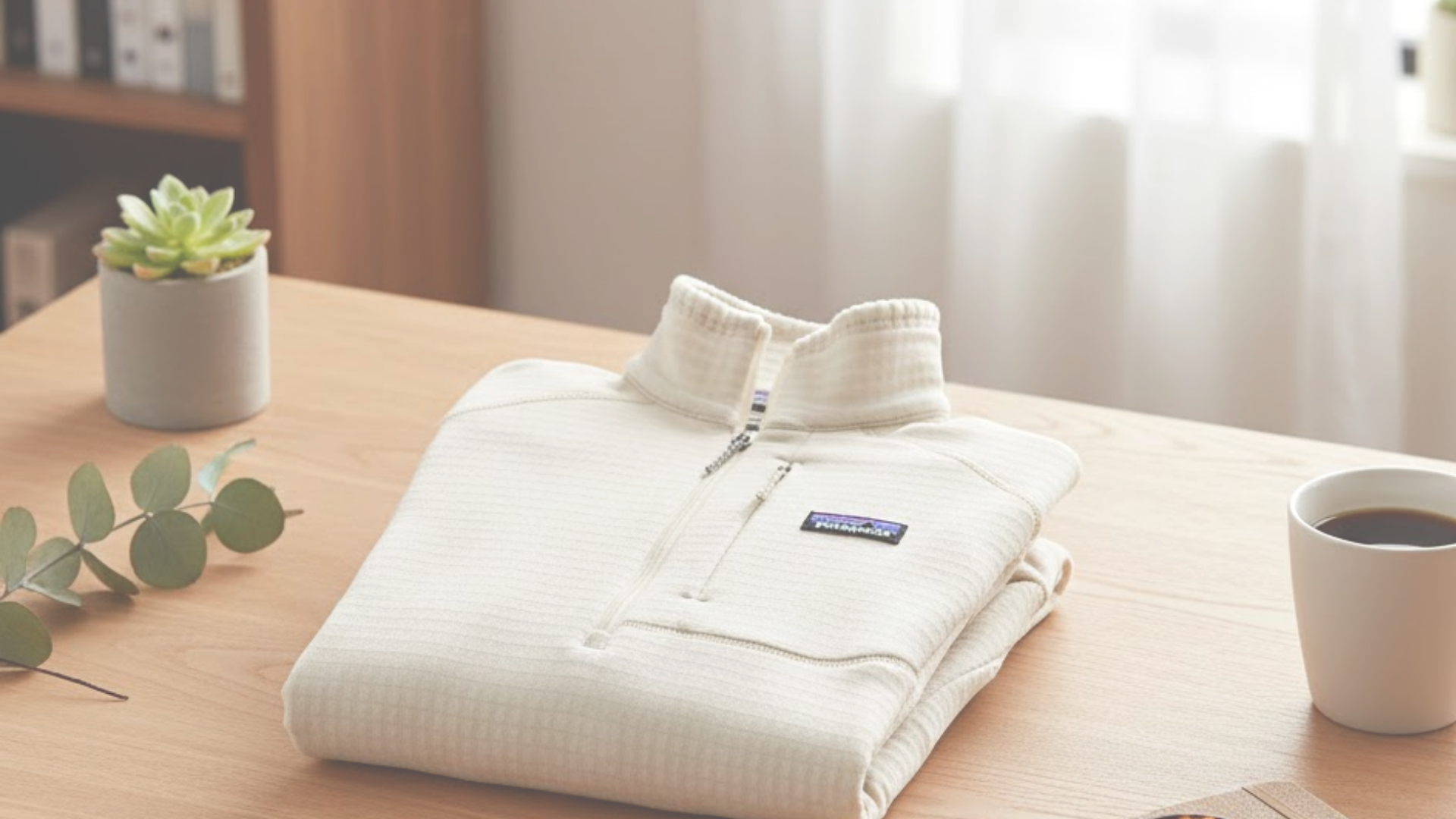 パタゴニア フリースが机にディスプレイしてある